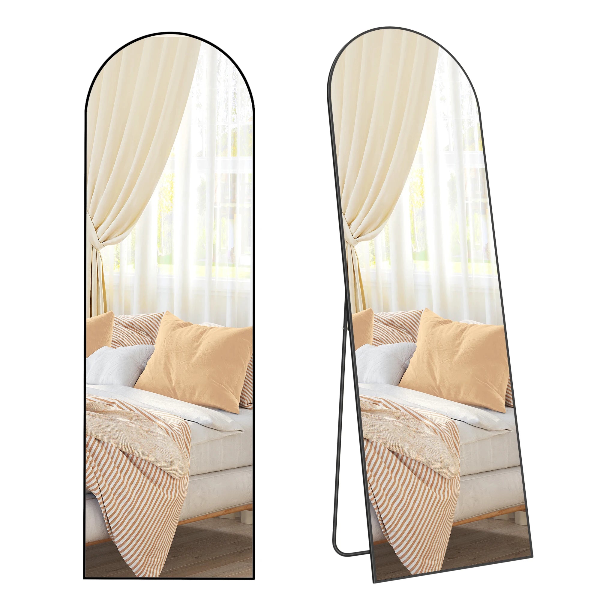 SONGMICS full-length mirror arched stand mirror aluminum