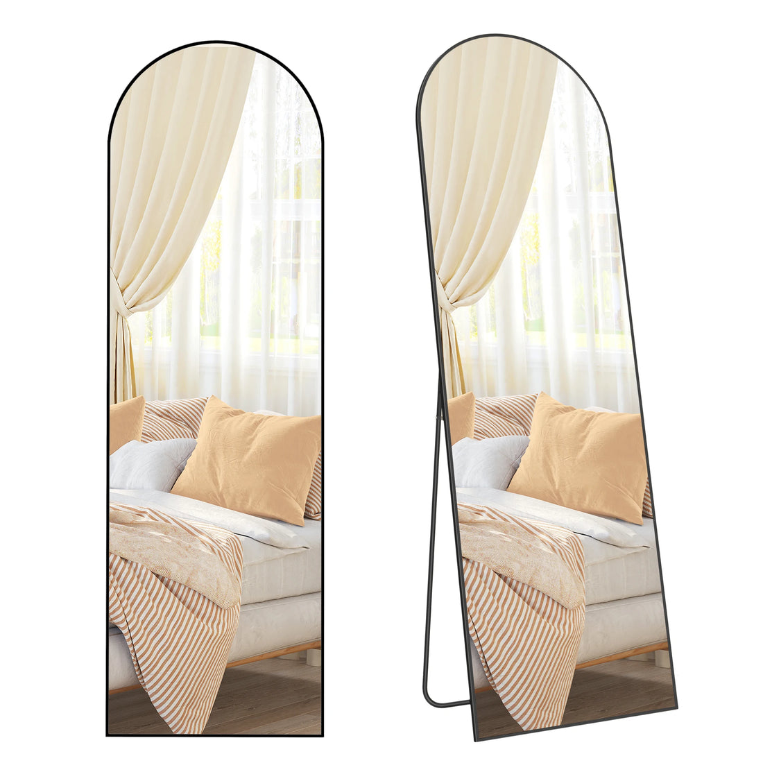 SONGMICS full-length mirror arched stand mirror aluminum