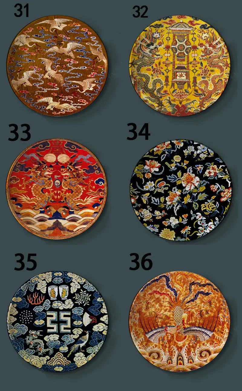 6-8inch Chinese Style Ceramic Plate with Dragon Phoenix