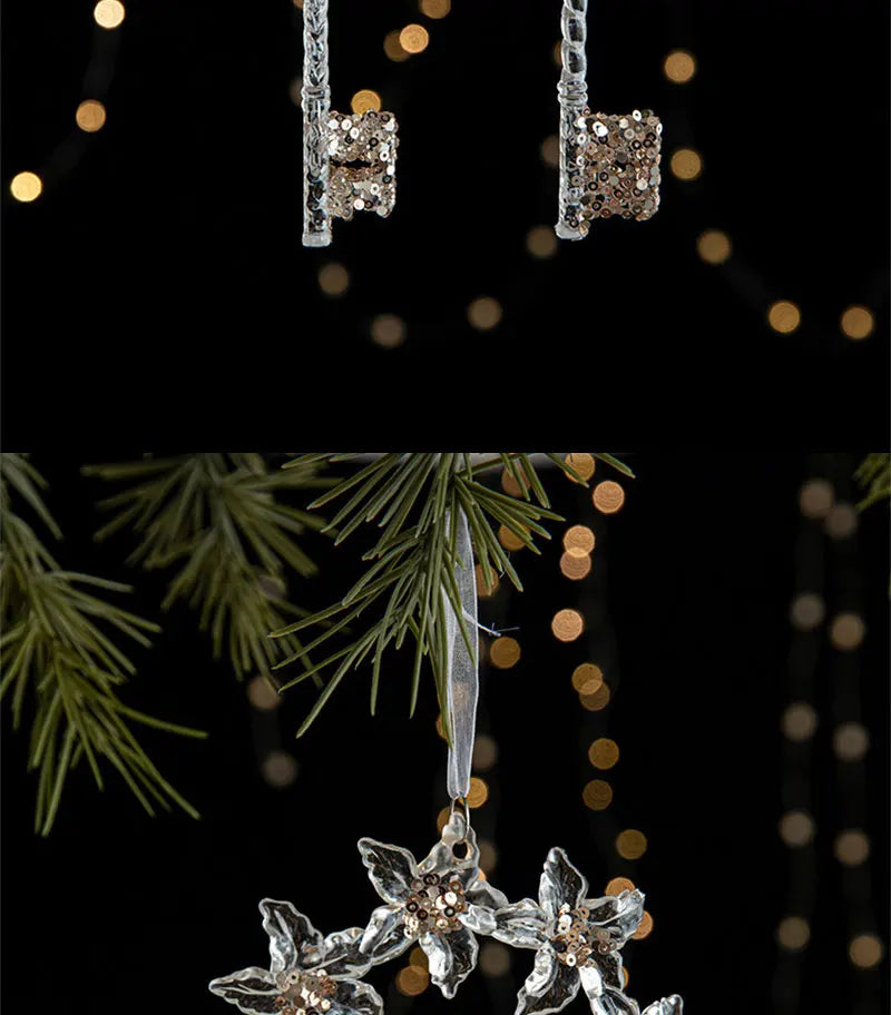 Crystal Christmas Tree Ornaments Acrylic Clear Hanging Crystals for Christmas