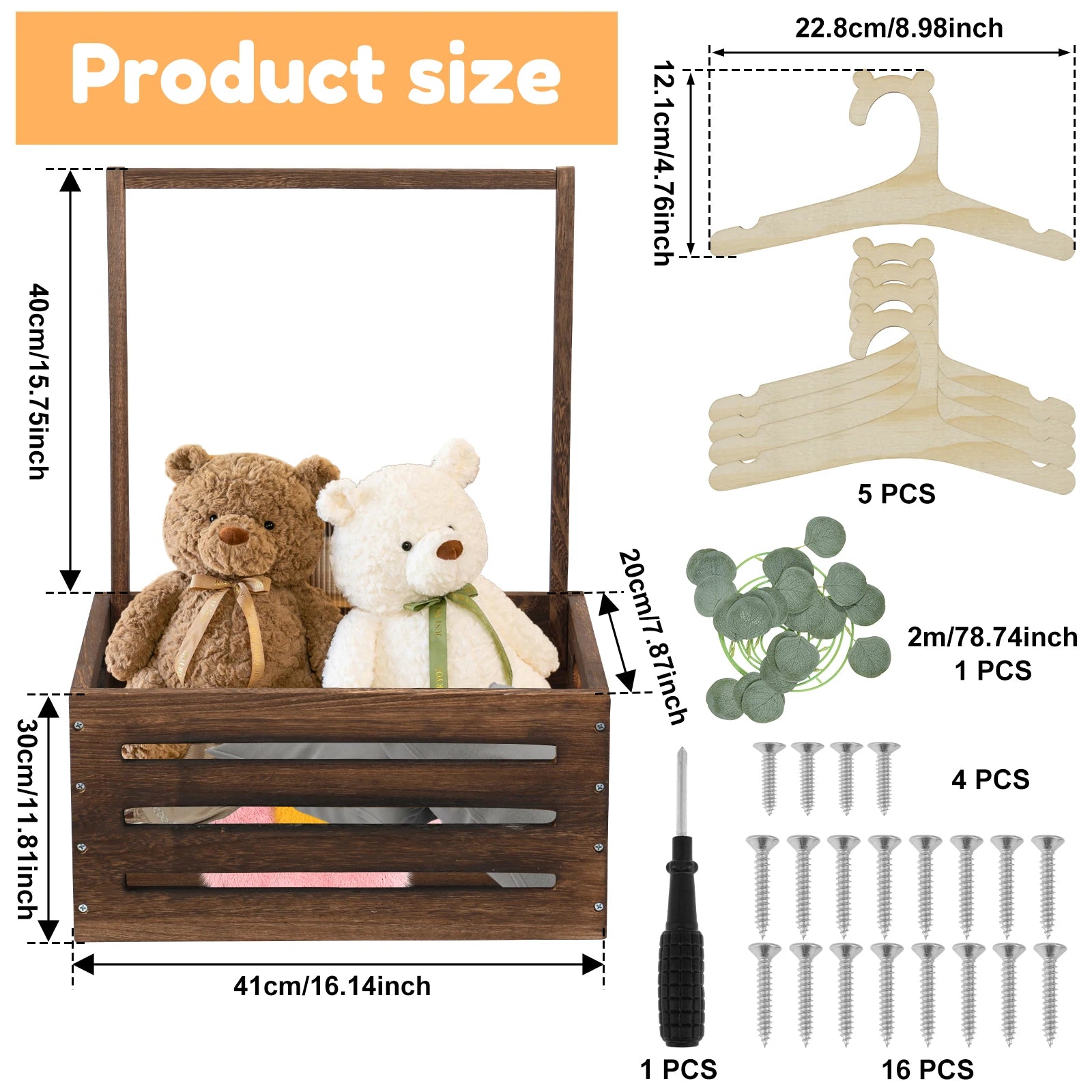 Wood Storage Crate Baby Toys Clothing Organizer Box