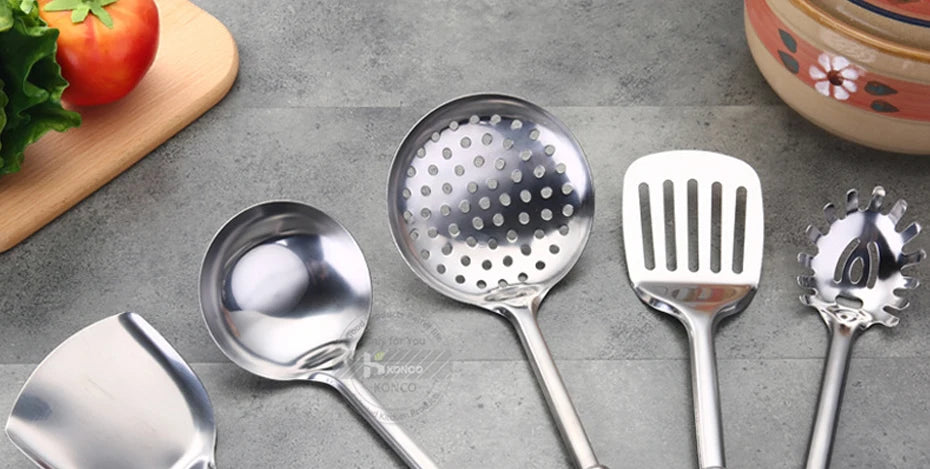 KONCO 6 Pieces Kictche Cooking Utensil Set Stainless Steel Cookware Set