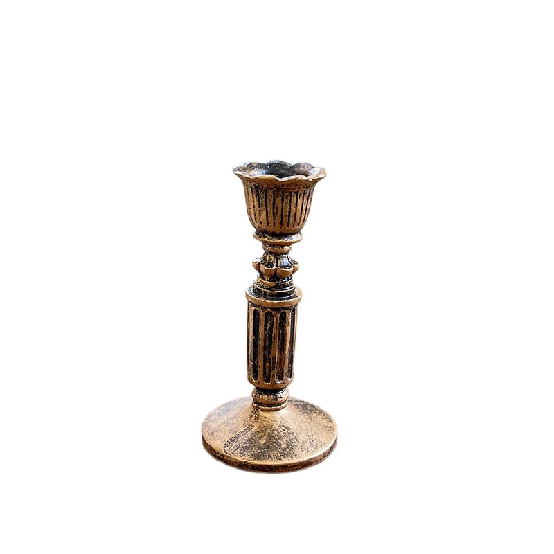 Vintage Taper Candle Holders - Antique Bronze Finish Resin Candle