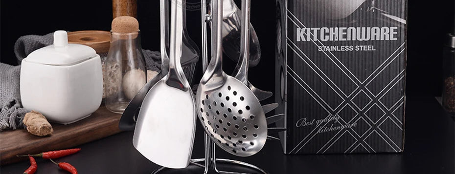 KONCO 6 Pieces Kictche Cooking Utensil Set Stainless Steel Cookware Set