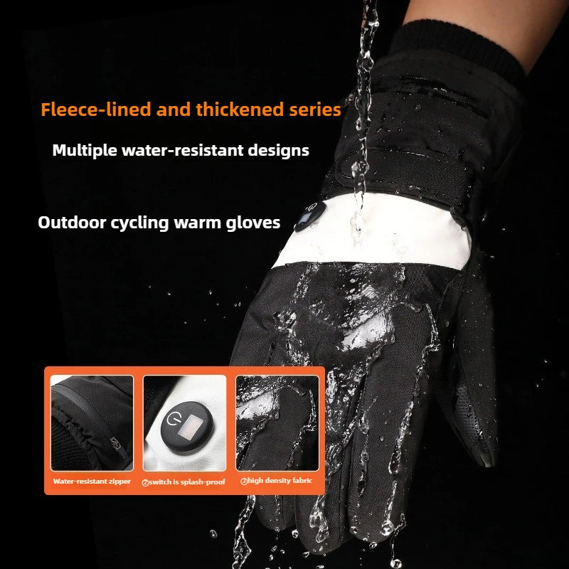 2025 Smart Heated Ski Gloves USB Recharge 3-Heat Carbon Fiber Waterproof