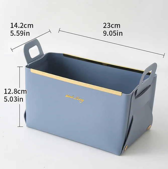 Desktop finishing PU leather storage box