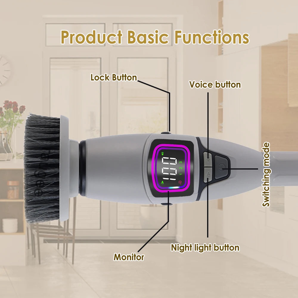 Electric Bathroom Cleaning Brush 10 in 1 Multifunctional Household Wireless