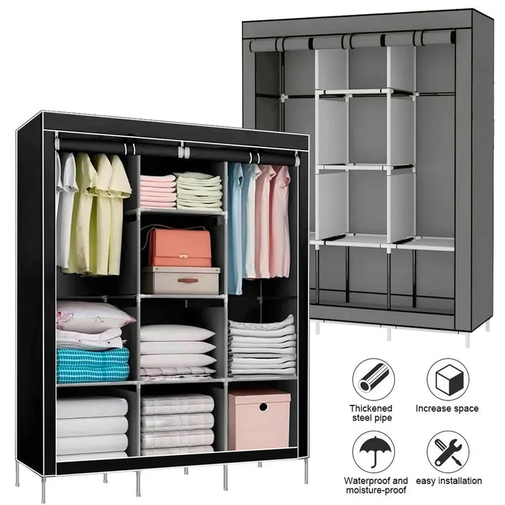 Portable Wardrobe Clothes Organizer Non-Woven Fabric Wardrobe Storag