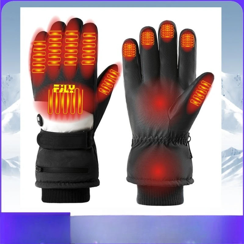 2025 Smart Heated Ski Gloves USB Recharge 3-Heat Carbon Fiber Waterproof