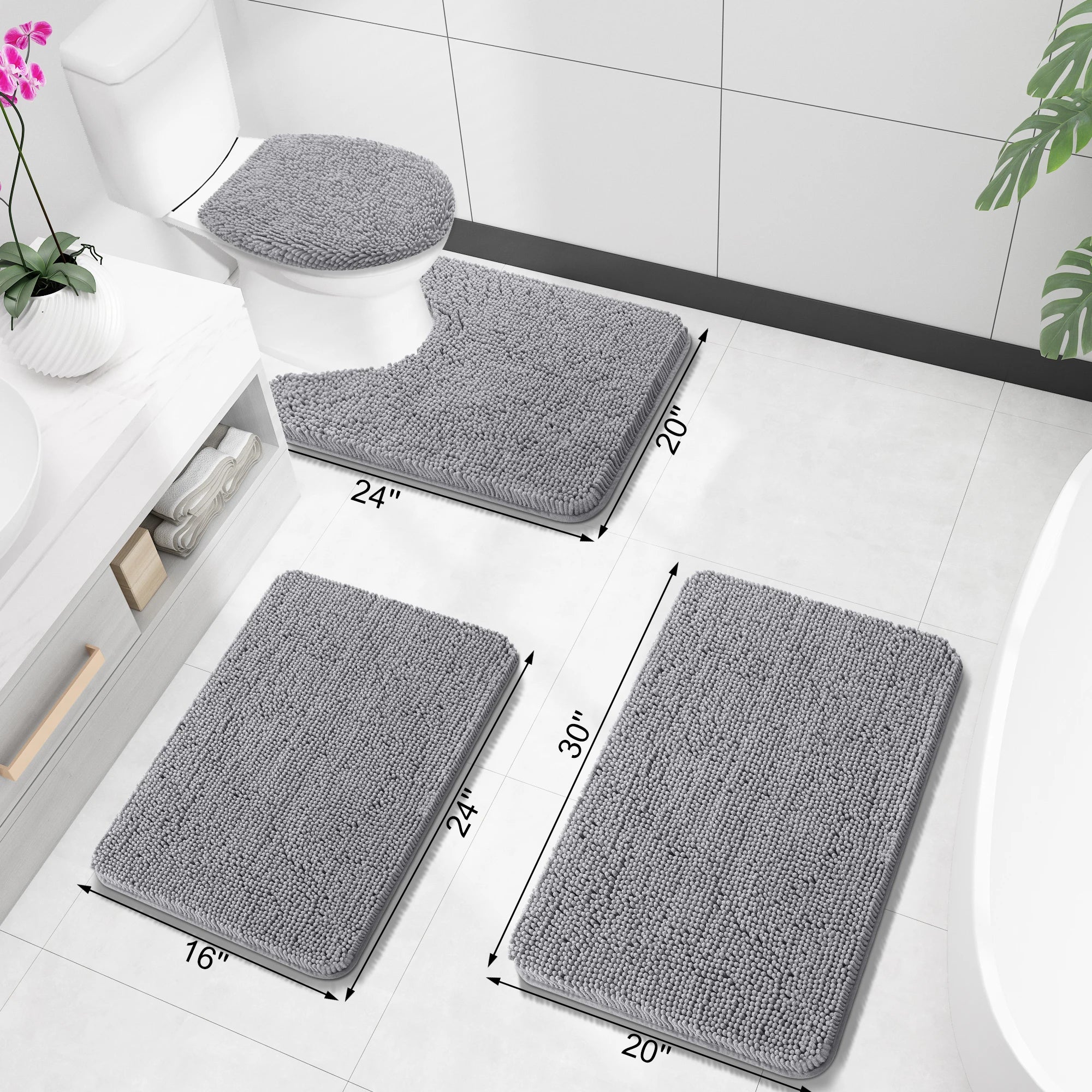 HAPIHAPPY New Chenille Bathroom Rug Mat Extra Soft Thick