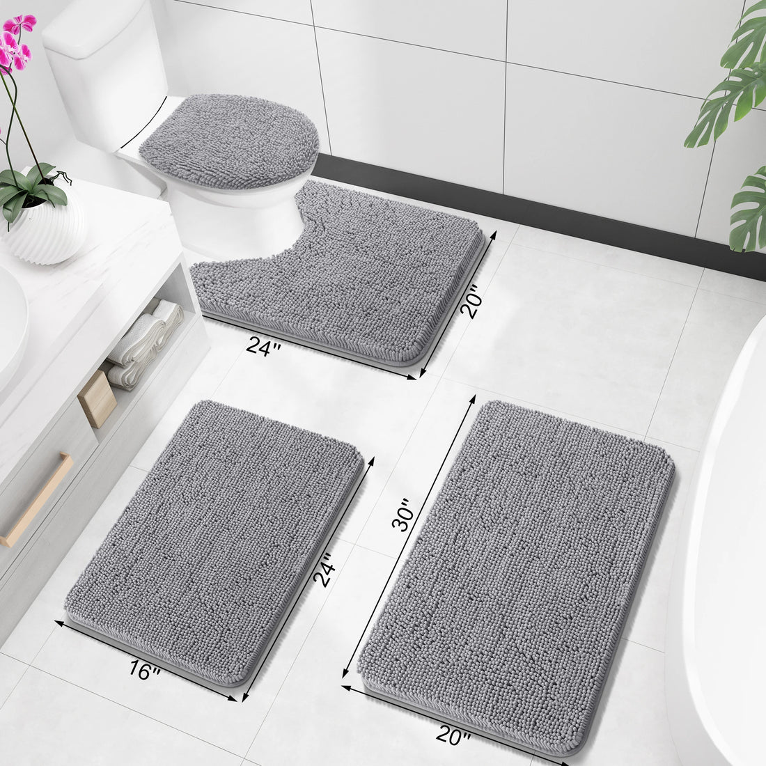 HAPIHAPPY New Chenille Bathroom Rug Mat Extra Soft Thick