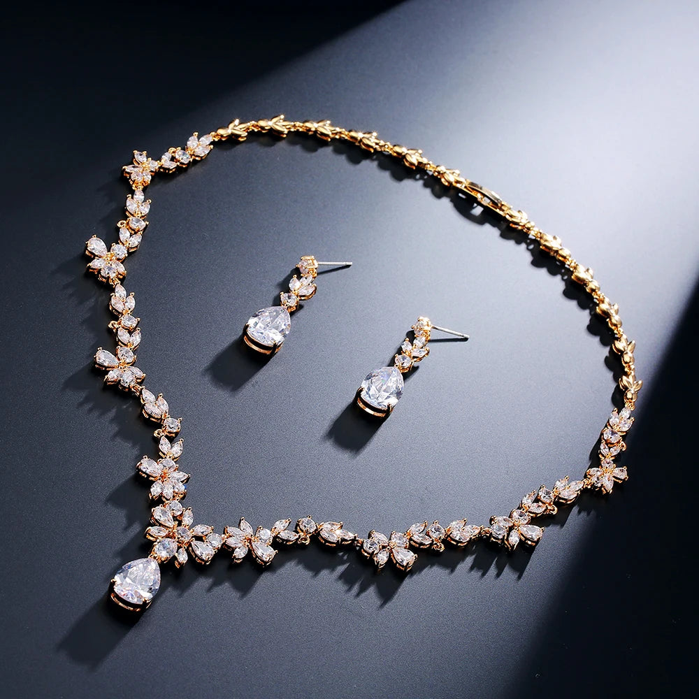 ZAKOL Brand Luxury AAA Zircon Earrings Necklace Jewelry Set