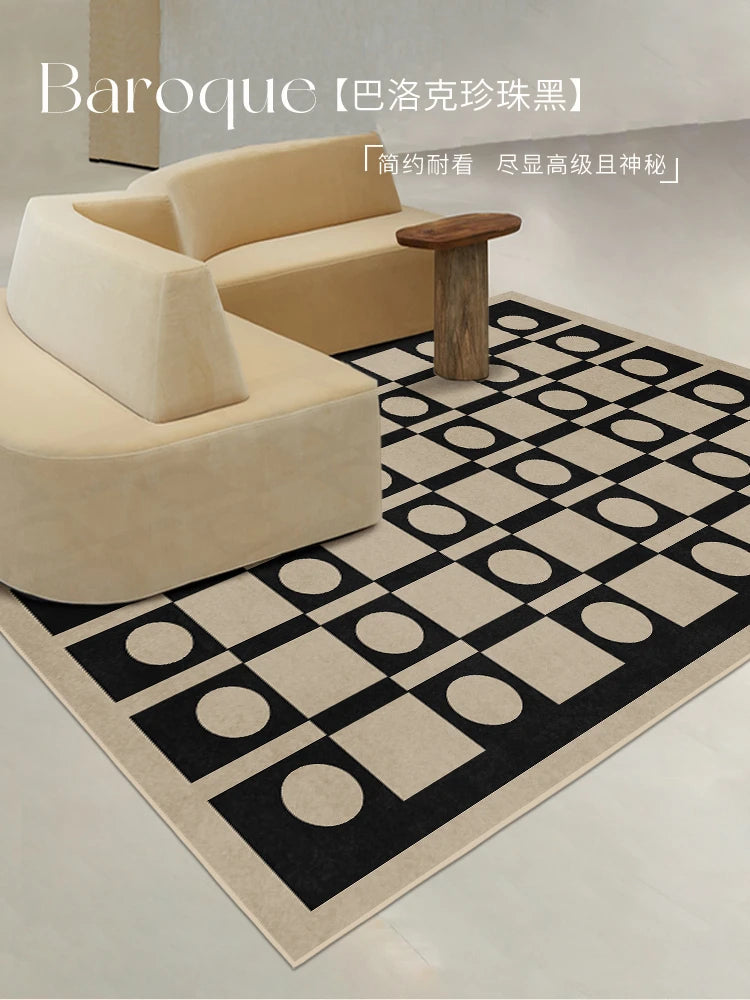 French Retro Rugs for Bedroom Checkerboard Living Room Decoration