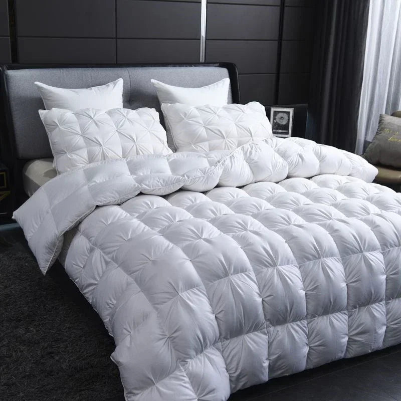 White Goose Down Comforter Warm Winter Thick 3D Bread Bed Blanket