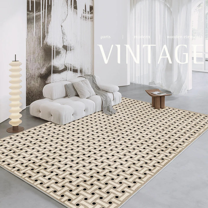 French Retro Rugs for Bedroom Checkerboard Living Room Decoration