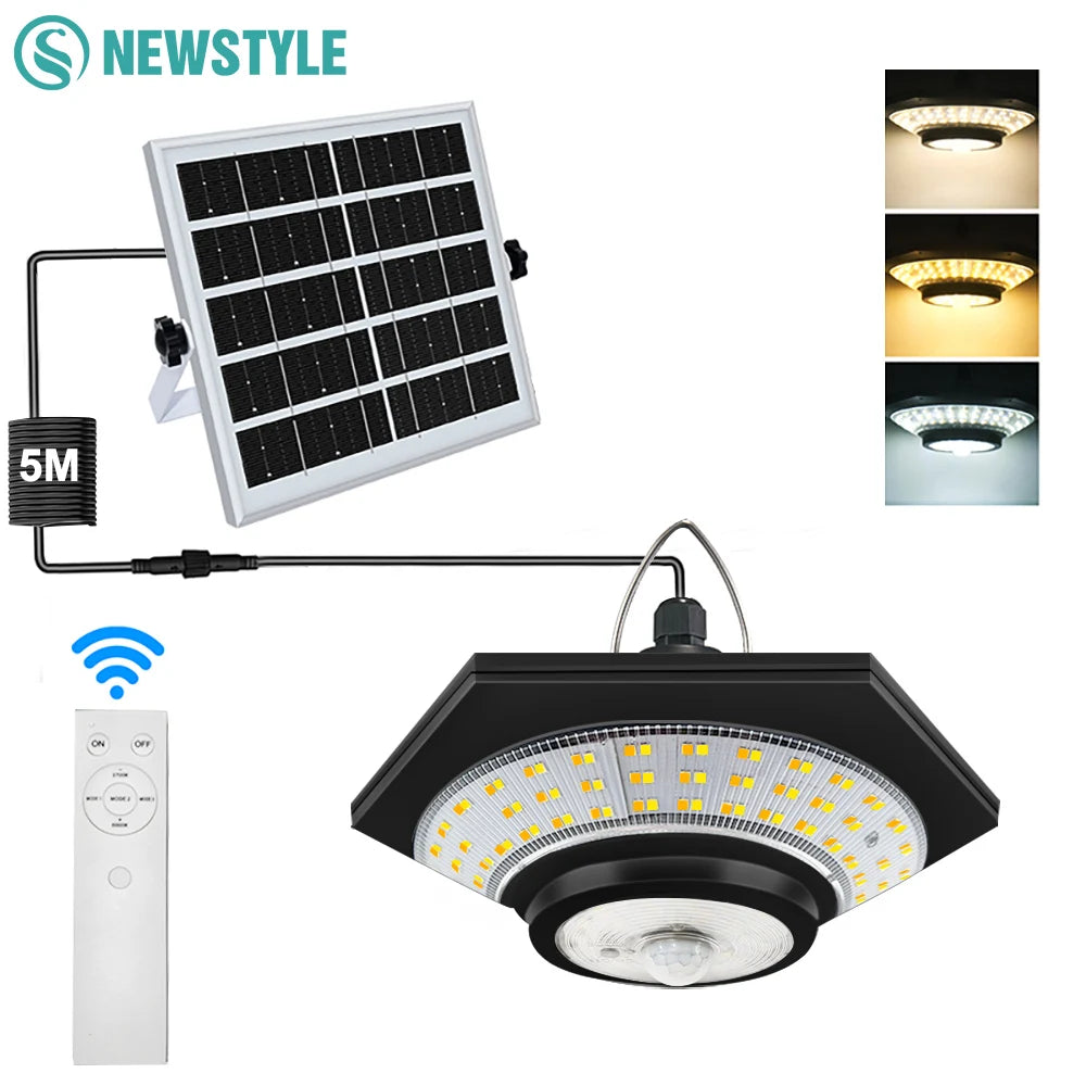 Solar Pendant Lights Outdoor Solar Shed Light Motion Sensor 288 LEDs