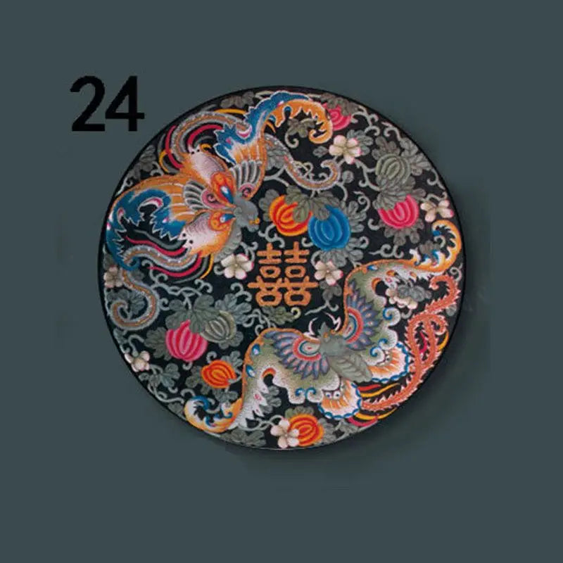 6-8inch Chinese Style Ceramic Plate with Dragon Phoenix