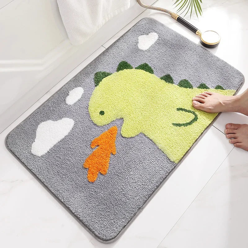 Frog and Bear Flocking Bath Mat Home Decoration Door Mat