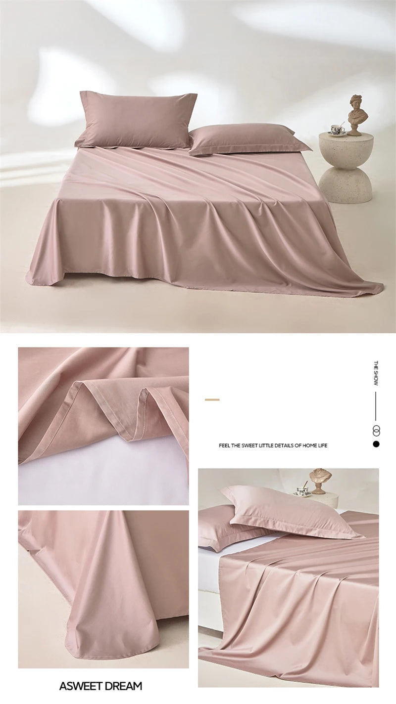 1pc Bed Flat Sheet 100% Egyptian Cotton Solid Color Top Sheets Single Double