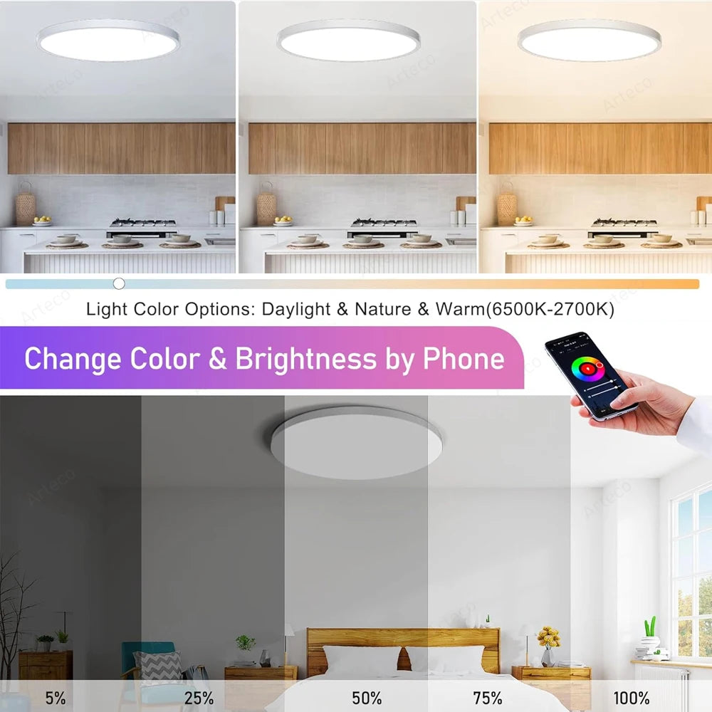24W 40W Zigbee Smart Ceiling Led Lights RGB CW Tuya APP Control