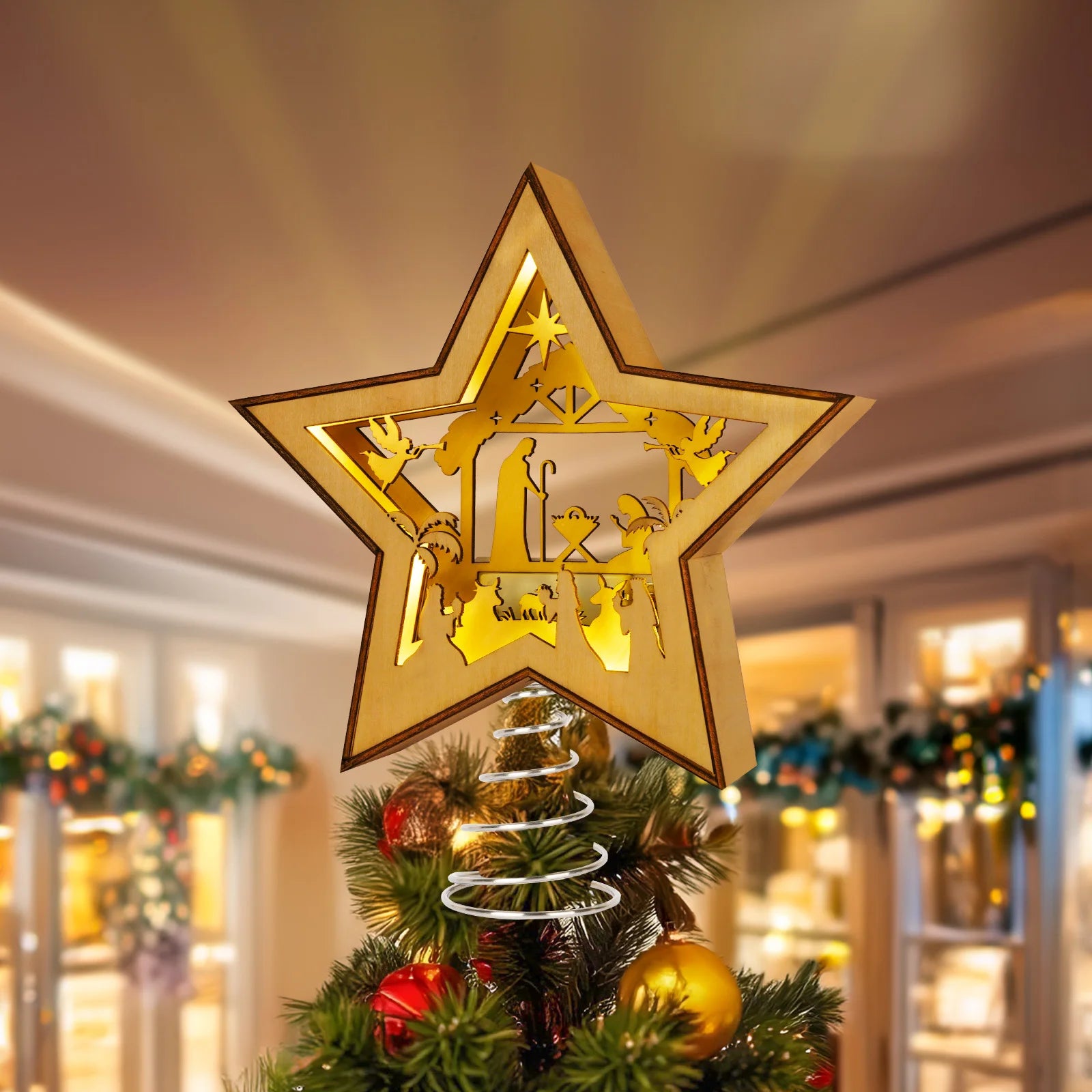 OurWarm Christmas Tree Topper Star Lighted, with Lights