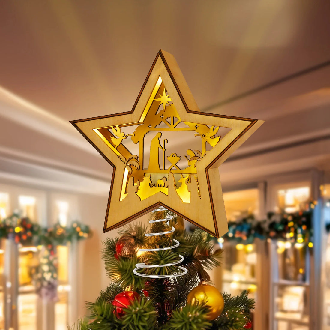 OurWarm Christmas Tree Topper Star Lighted, with Lights