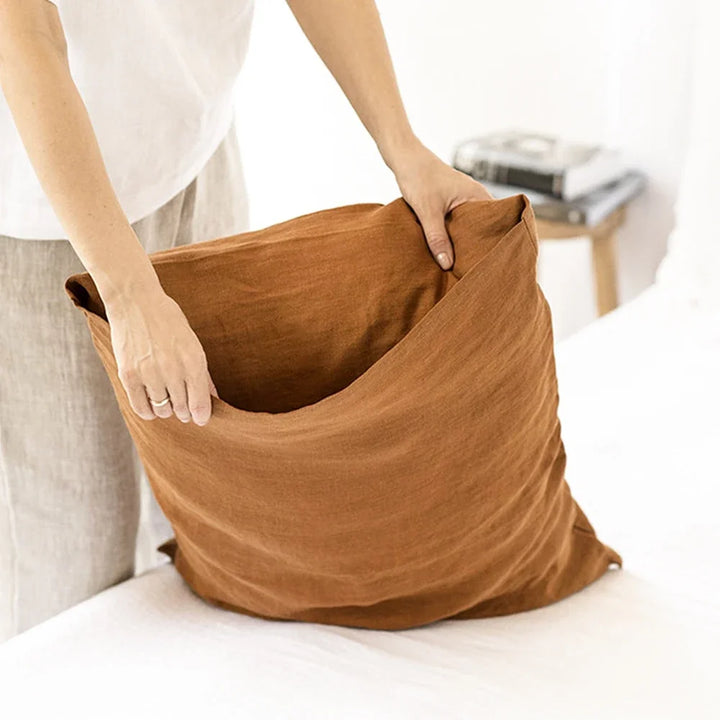 Set of 2 100%Linen Soft Breathable Pillowcase Decorative Square