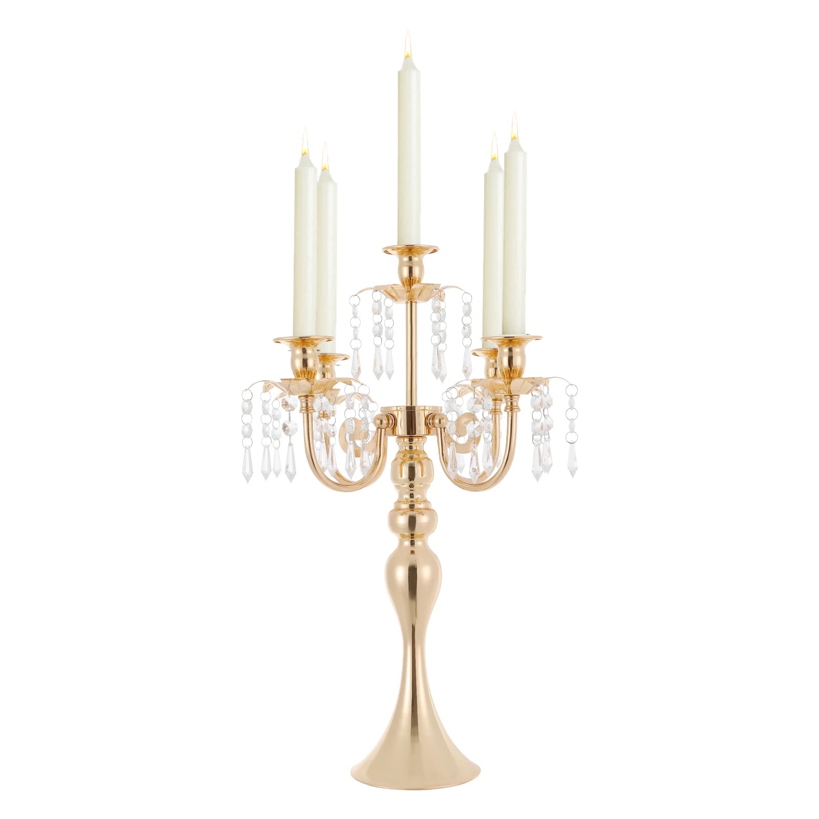 4Pcs 5-Arm Vintage Candle Holders 20in Black