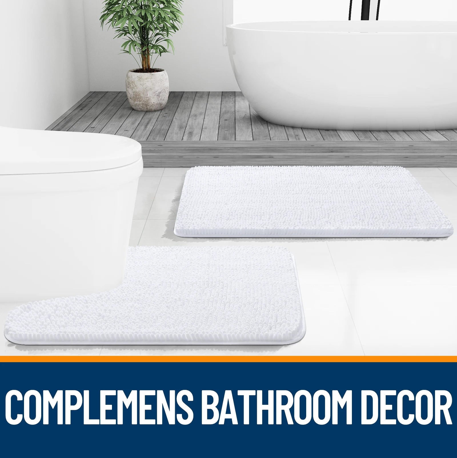 HAPIHAPPY New Chenille Bathroom Rug Mat Extra Soft Thick