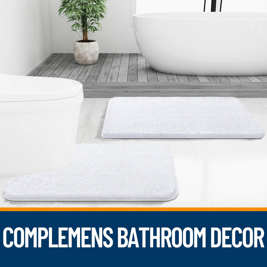 HAPIHAPPY New Chenille Bathroom Rug Mat Extra Soft Thick