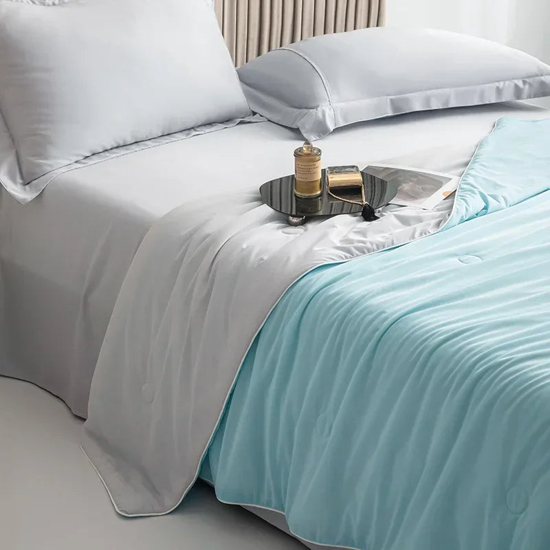 Air Condition Comforter for Summer Pure Color Ice Silk Cooling Blanket