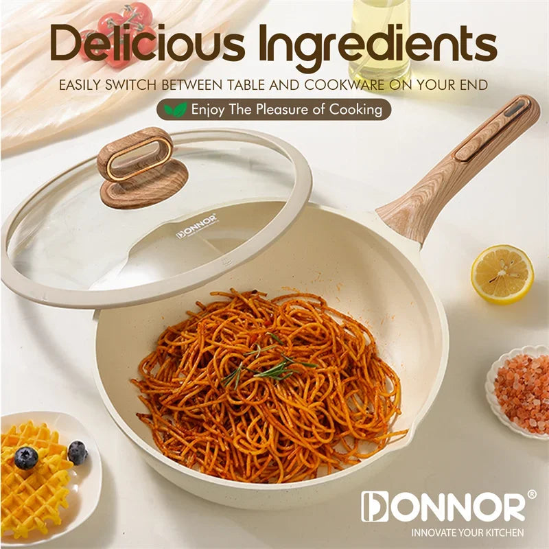 DONNOR Pot and Pan Set Non stick Frying pan 15/16Pcs Cookware