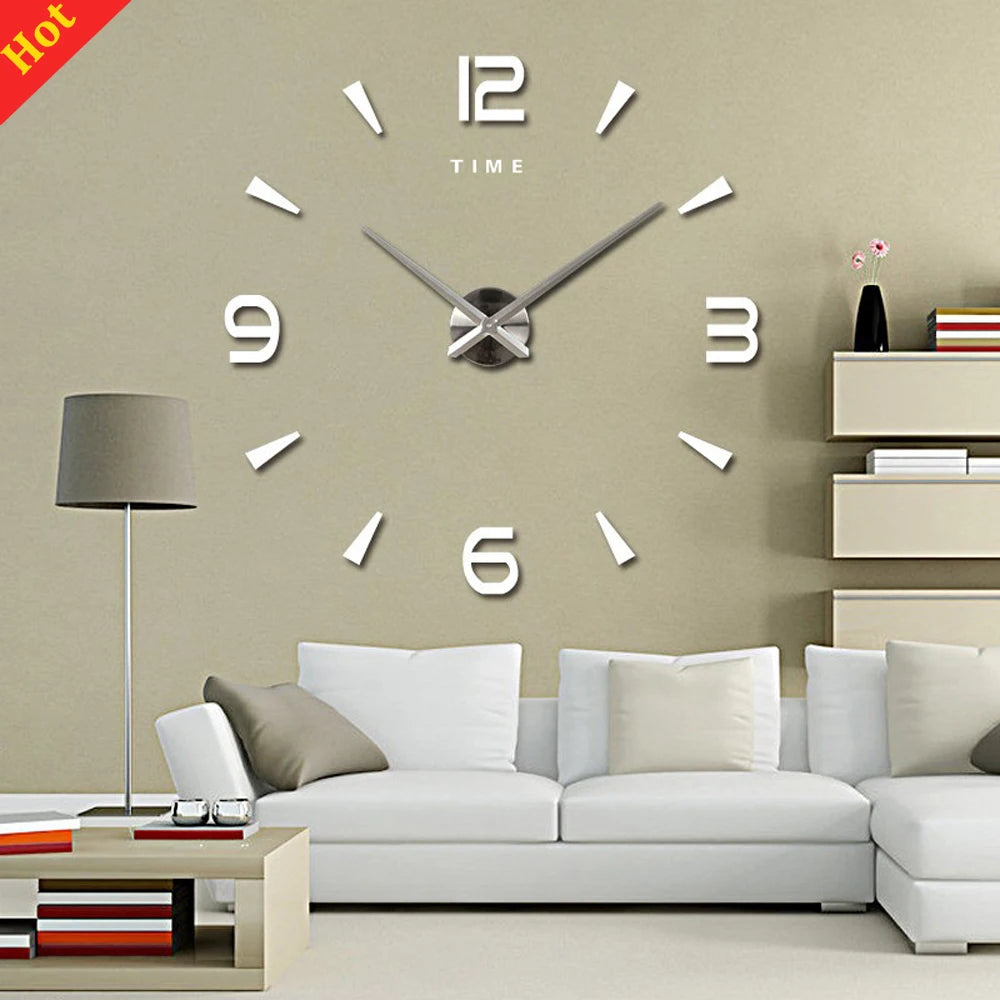Large Wall Clock Quartz 3D DIY Big Watch Decorative