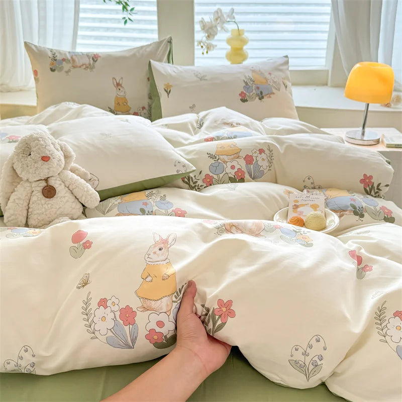 Cute Dog Printed Duvet Covet Set Brown Color Comforter Cover with Pillowcase