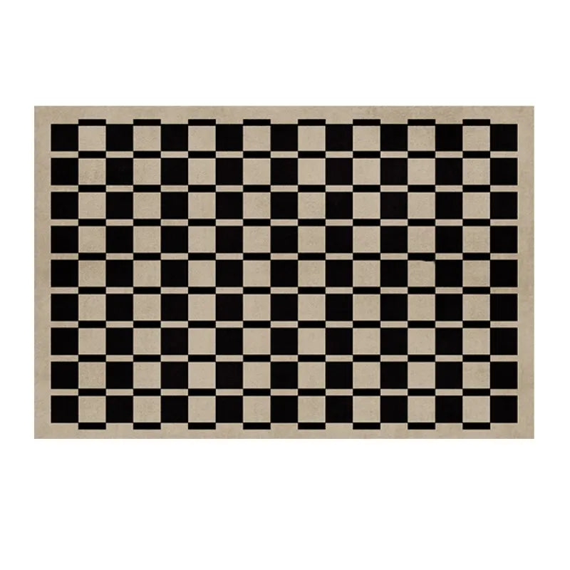 French Retro Rugs for Bedroom Checkerboard Living Room Decoration