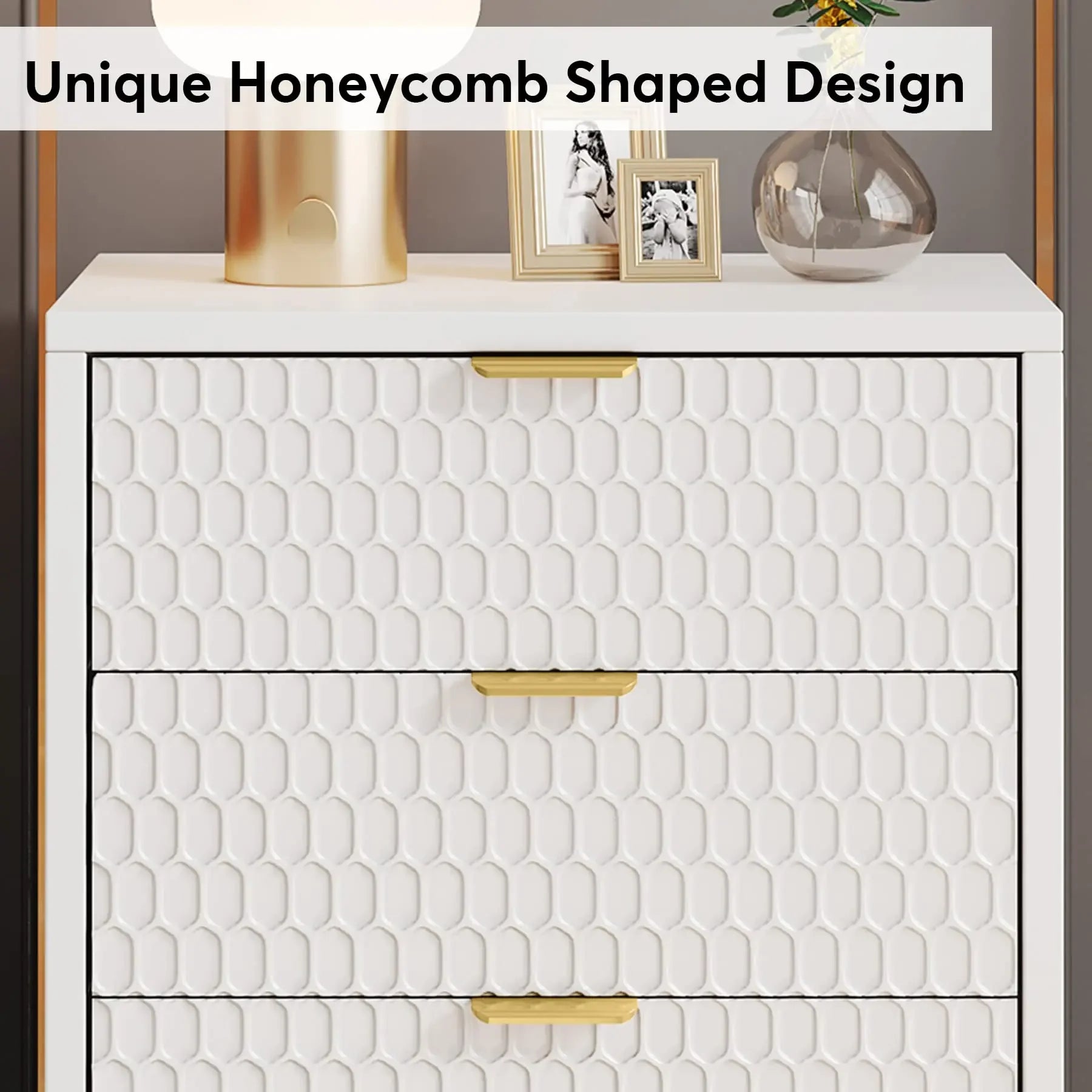 Tribesigns Modern Nightstand, 25.8" Tall Bedside Table with 3 Drawers