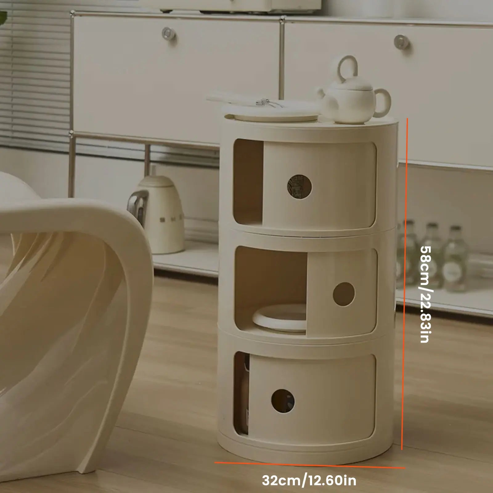 Podofo Round Bedside Cabinet Table