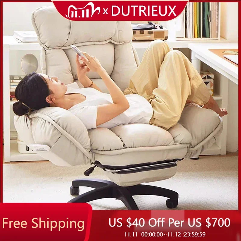 Footrest Wheels Office Chair Kids Velvet