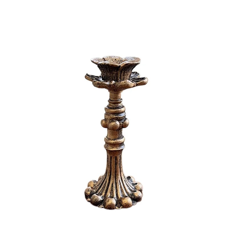 Vintage Taper Candle Holders - Antique Bronze Finish Resin Candle