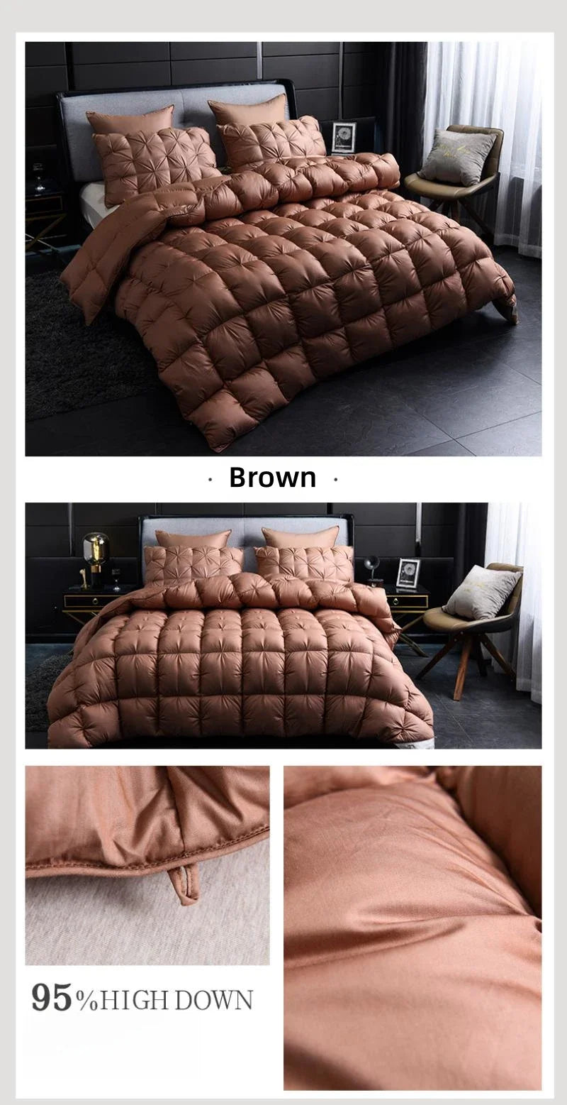 White Goose Down Comforter Warm Winter Thick 3D Bread Bed Blanket