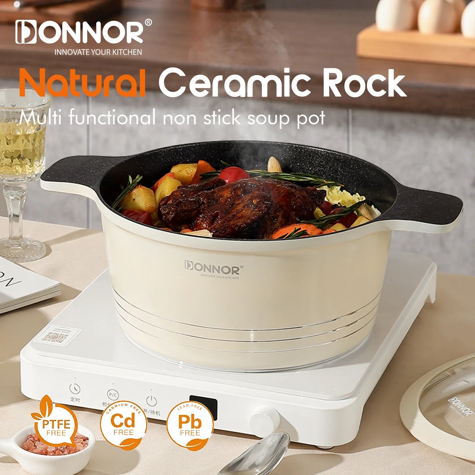 DONNOR 15pcs/set Non Stick Pan Aluminum+Ceramic Cookware