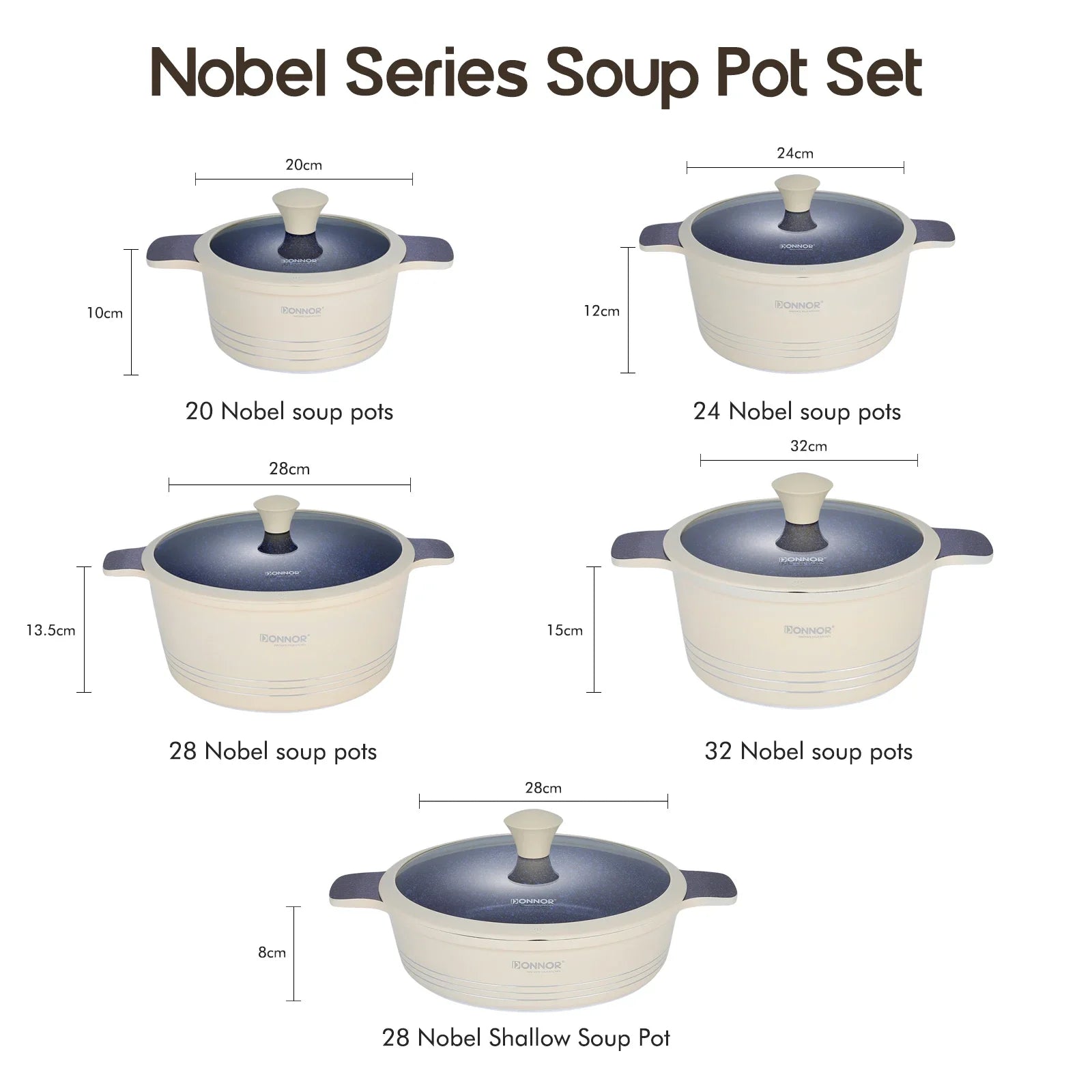 DONNOR 15pcs/set Non Stick Pan Aluminum+Ceramic Cookware