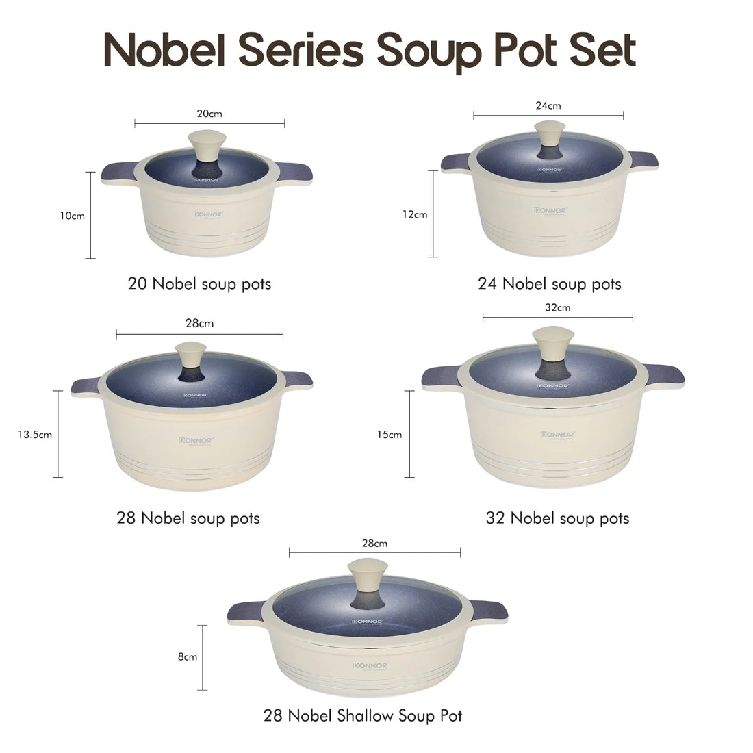 DONNOR 15pcs/set Non Stick Pan Aluminum+Ceramic Cookware