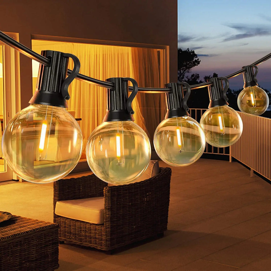 Solar G40 Outdoor String Lights with Remote Controls LED