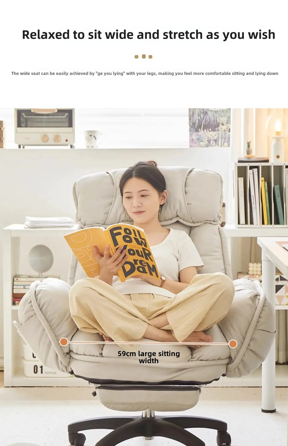 Footrest Wheels Office Chair Kids Velvet