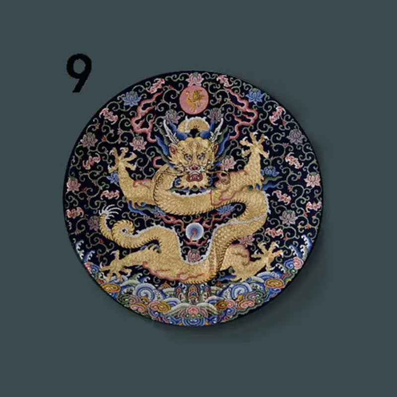 6-8inch Chinese Style Ceramic Plate with Dragon Phoenix