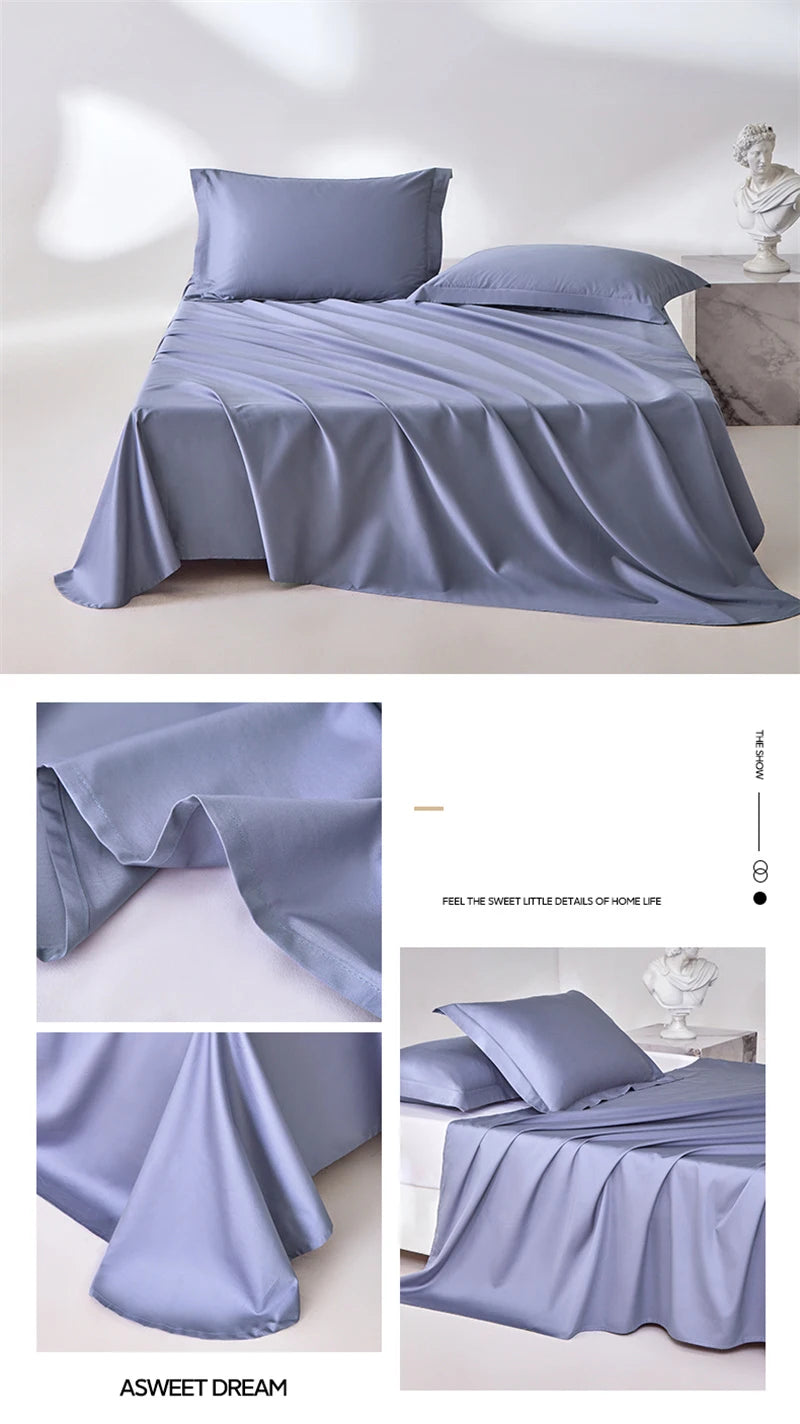 1pc Bed Flat Sheet 100% Egyptian Cotton Solid Color Top Sheets Single Double
