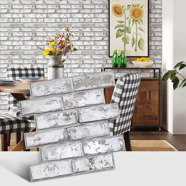 3D Tile Stickers, 3D Whitewash Brick Textures, Matte