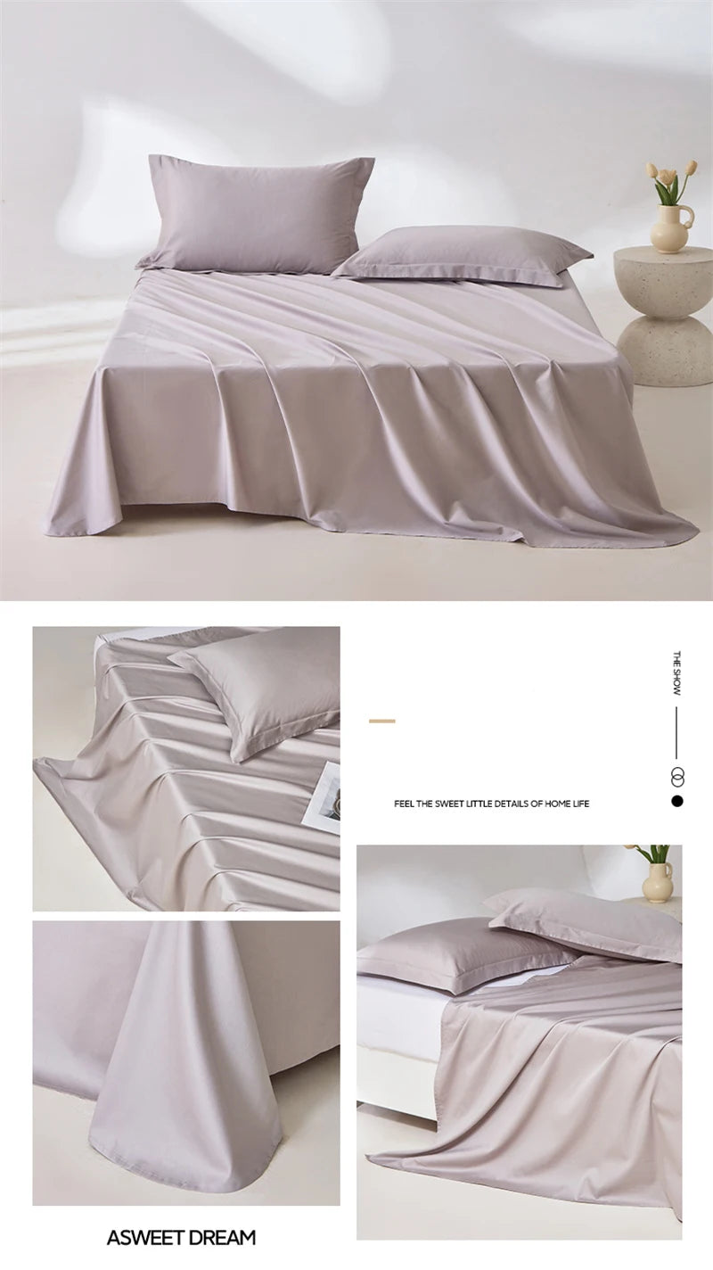 1pc Bed Flat Sheet 100% Egyptian Cotton Solid Color Top Sheets Single Double