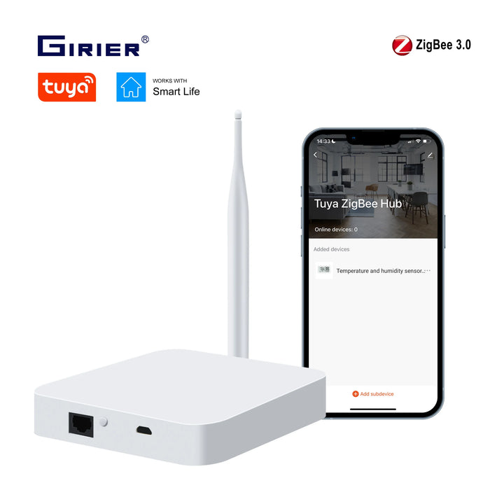 GIRIER Tuya ZigBee Gateway Hub with Antenna Smart Gateway